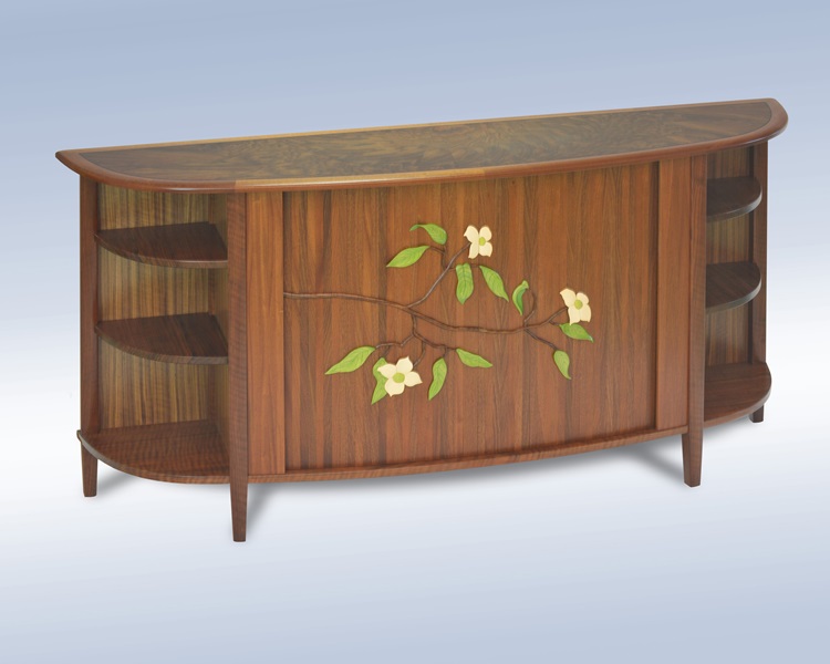 Sideboard with Tambour Doors and Dogwood Intarsia